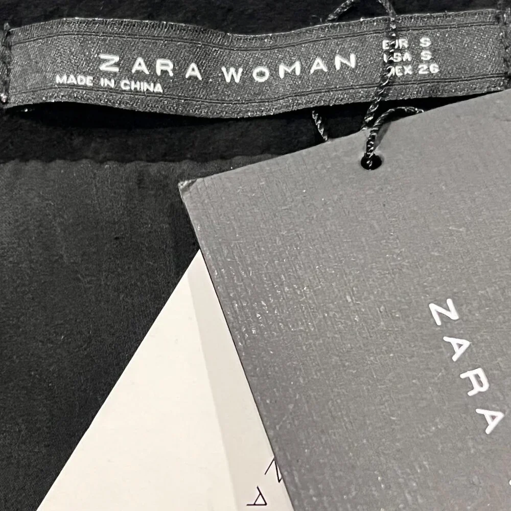 Zara Suede Leather A-line Mini Skirt, NWT, Black, S